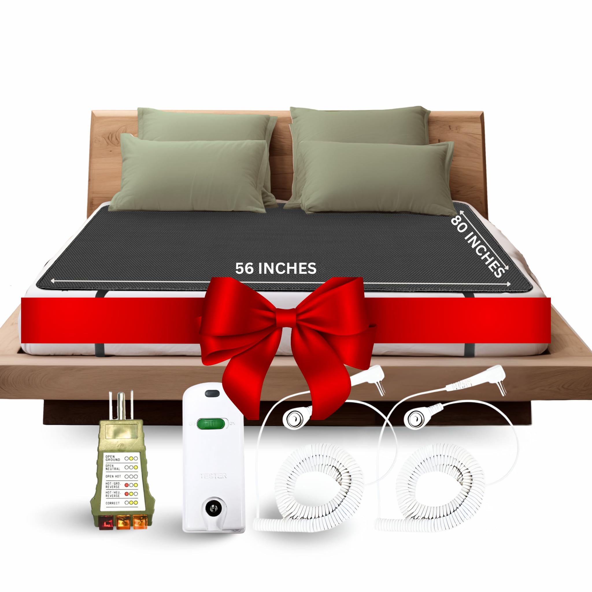 Electrawave Grounding Mattress Cover Pad, Queen Size Earth Connected Conductive Carbon Leatherette Grounding Sheets For Better S